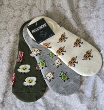 HELLO SOCKS! Women’s 3 Pairs No-Show Trainer Liner Cotton Food Novelty One Size Suba Socks price
