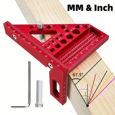 3D Multi-Angle Measuring Ruler 45° 90° Aluminum Woodworking Square Tool Height Measure price