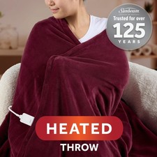 Sunbeam Electric Heated Throw Blanket Merlot Super Soft Microplush 4 Heat Electric Blankets price