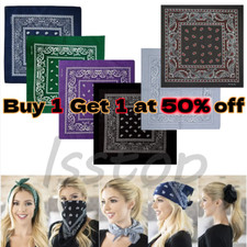 Bandana 100% Cotton Double Sided Print Paisley Cowboy Scarf Party Favor Headband Unisex Scarf price
