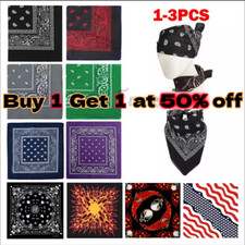 1-3Pcs Bandana 100 Cotton Paisley Print Double-Sided Scarf Head Neck Face Mask Unisex Scarf price
