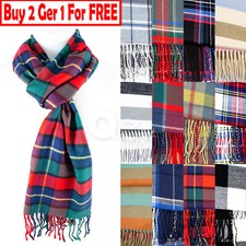 Mens Womens Winter Warm SCOTLAND Made 100% CASHMERE Scarf Scarves Plaid Wool Unisex Scarf price