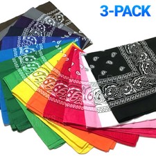 3-Pack Bandana 100% Cotton Paisley Print Double-Sided Scarf Head Neck Face Mask Unisex Scarf price