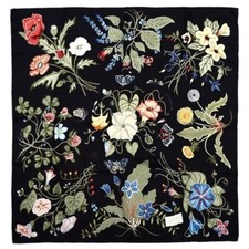 Gucci Silk Wrap Logo Kris Knight Floral Print Black Multicolor Unisex Scarf Unisex Scarf price