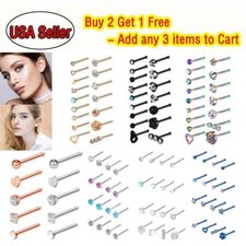 5-16pcs Crystal Nose Studs Ring Surgical-Steel Bone Studs Cartilage Earrings 20G Nose Stud price