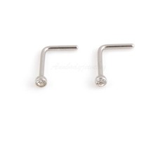 316L Steel Clear Crystal Micro Nose Ring Stud L-Shaped 18G 20G Nose Stud price
