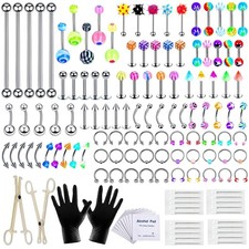 Complete 140PCS Piercing Kit with 14G 16G Stainless Steel and Acrylic Jewelry Nose Stud price