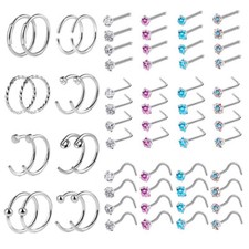 2-64Pcs 20G Nose Rings Screw L Bned Straight Nose Bone Stud Steel Nose Hoop Ring Nose Stud price