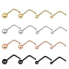 20G Tiny Ball L-Shaped Nose Stud Surgical Steel & CZ Nose Rings Piercing Jewelry Nose Stud price