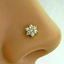 0.44  ct each lab grown diamond nose stud ring piercing 14kt yellow gold plated Nose Stud price