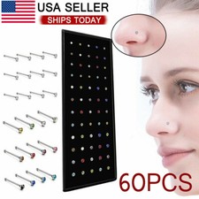 60PCS Stud Nose Rings Bone Stud Stainless Steel Color Pin Jewelry Piercing Body Nose Stud price