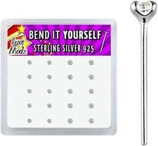 Box 20 Pieces of 925 Sterling Silver Bend Nose Stud 22g Nose Stud price