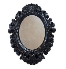 Decorative Black Ornate Wall Mirror 13" x 10" Oval Frame Baroque Fleur De Lis Framed Mirror price