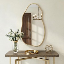 30"x16.5" Asymmetrical Wall Mirror, Matte Gold Aluminum Frame,  Hallway Decor Framed Mirror price