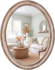 Rustic 24x30 Inch Oval Wood Mirror for Farmhouse Bedroom, Bathroom, Entryway Framed Mirror price