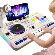 Kids DJ Mixer Board Controller Toy Set with Turntable, Piano Keys, Microphone & DJ Set price