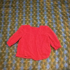 Wonder Nation Red Long Sleeve Blouse 0-3 Months Square Neck Polyester Knit Baby Blouse price