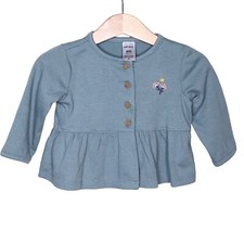 Carter's Blouse Long Sleeve Infant Size 6 Months Green Peplum Button Front Top Baby Blouse price