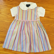 Baby Girls Dress Blouse Set 6 Months 6M Sleeveless Striped Jumper White SS Shirt Baby Blouse price