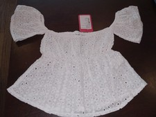 NWT Smocked Off the Shoulder Top White Eyelet Girl 12 18 Mo Baby Blouse price