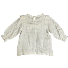Badgley Mischka Baby Girls White Cotton Gauze Ruffled Long Sleeve Top 18-24M Baby Blouse price