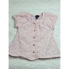 7 For All Mankind Girls Pink Eyelet Cotton Button Front Blouse Top 3T Coquette Baby Blouse price
