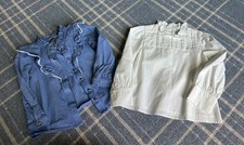 Lot of 2 Janie And Jack Size 4 Toddler Girl Blue White Long Sleeve Shirts Baby Blouse price