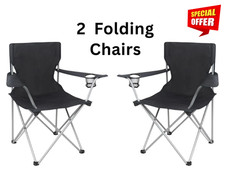 Ozark Trail Basic Quad Folding Camp Chair with Cup Holder, Black, Adult 2 Count Folding Chair price