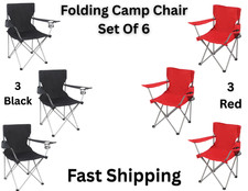 Ozark Trail Basic Quad Folding Camp Chair with Cup Holder, Black, Red 6 Count Folding Chair price