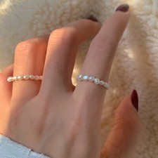 4-5mm Natural White Freshwater Baroque Pearl Circle Adjustable Stretchy Rings Pearl Ring price