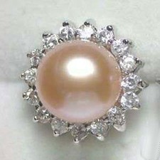 Charming Natural Pink AKoya Cultured Pearl Ring Adjustable Size :6 7 8 9 Pearl Ring price
