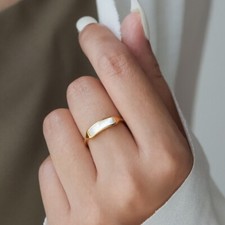 Woman 18k Gold Plated Stainless Steel Mother of Pearl Band Ring Joint Ring Pearl Ring price