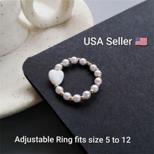 Pearl Heart Ring Adjustable Elastic Stretch Beaded Finger Rings Women Jewelry Pearl Ring price