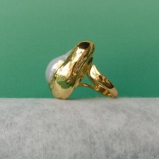 Cultured White Baroque Pearl Gold Plated Ring Size Adjustable Pearl Ring price