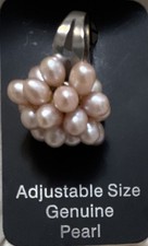 ABC Stores Adjustable Pink Pearl Flower Cluster Cocktail Ring, Round Stone Metal Pearl Ring price