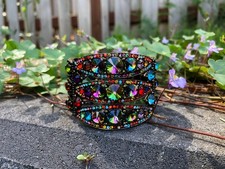 Vintage Multi-Color Crystals Cuff Bracelet w Bronze-Toned Finish - Swarovski Swarovski Bracelet price