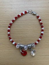 Pulsera Tu Y Yo, Artesanal Hecha A Mano Swarovski 18 Cm, Coló Rojo Y Blanco Swarovski Bracelet price