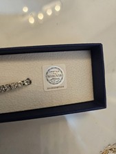 Aura Swarovski Crystals Tennis Bracelet Silver Tone Round White Stones in Box Swarovski Bracelet price