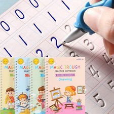 4 Pc Magic Practice Copybook,Reusable Grooved Writing Books Practice for Kids Handwriting Notebook price