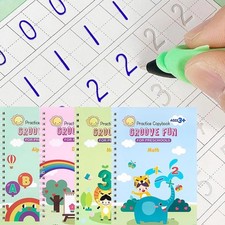 4 PC Reusable Grooved Writing Books for Kids, Magic Copy Books,Reusable Handl Handwriting Notebook price