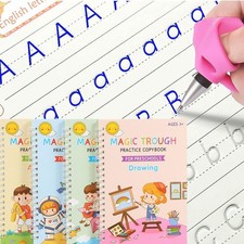 4 Pc Magic Grooved Practice Copybook,Reusable Reusable Handwriting Practice B... Handwriting Notebook price