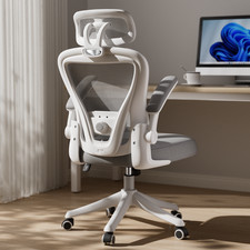 Computer Desk Chair Ergonomic Office Chair Wheels Flip-Up Armrests White Gray Office Chair price