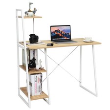 Modern Computer Desk Multifunctional Study Workstation w/4 Tier Bookshelves Multi Work Desk price