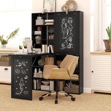 Convertible Desk with Blackboard & Shelf Multi-Function Table, Black Multi Work Desk price