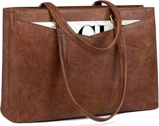 Laptop Tote Bag Women 15.6 Inch Vintage Leather Work Briefcase Waterproof Women's Briefcase price