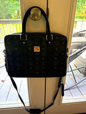 MCM Black Monogram Zip Satchel Briefcase w/ Detachable Strap, Inner Pockets Women's Briefcase price