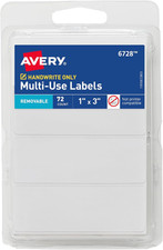 Multi-Use Removable Labels, "X3",White,Non-Printable,72 Blank Labels Total(6728) Label price