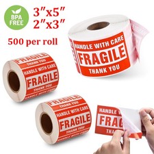 2″x3″ 3″x5″ Fragile Stickers Handle With Care Warning Fragile Labels 500/Roll Label price