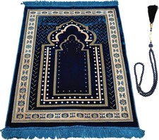 Muslim Prayer Mat Rug with Tasbih | Portable Turkish Islamic Prayer Rug Blue Prayer Rug price