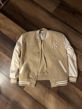 Abercrombie Varsity Letterman Jacket Youth Size 13/14 Beige Preppy Fall kids Girls' Jacket price